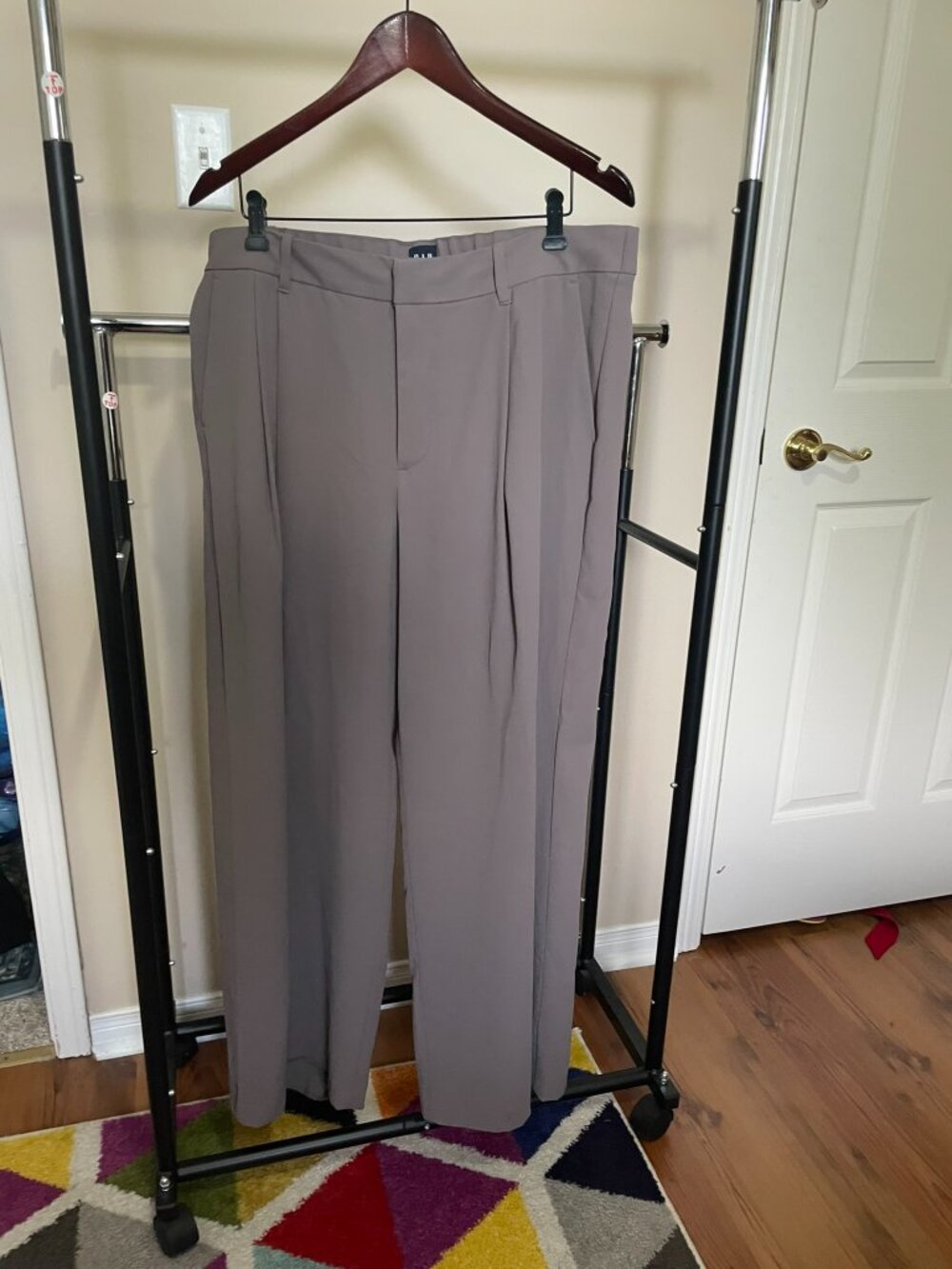 High Rise Pleated Trouser, Taupe, US 16